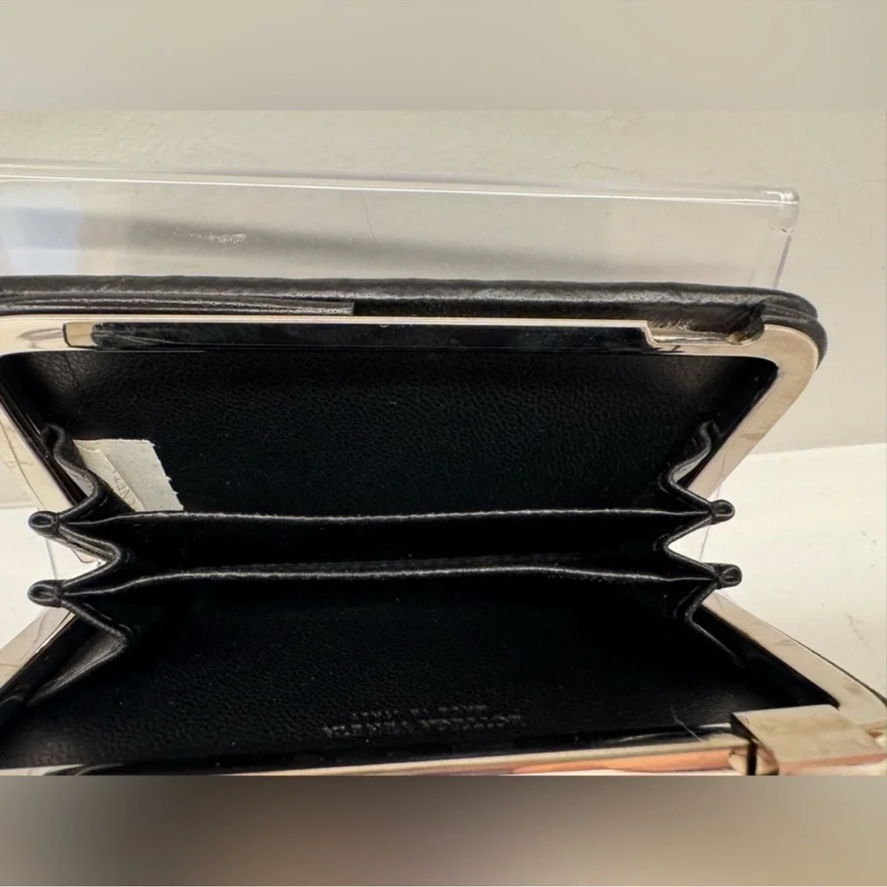 Bottega Veneta Black Leather Intrecciato Slide Lock Card Holder